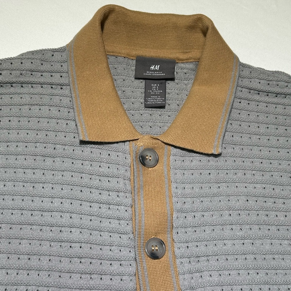 H&M Pointelle Knit Short Sleeve Button-Up Shirt S Resort Shirt Cardigan